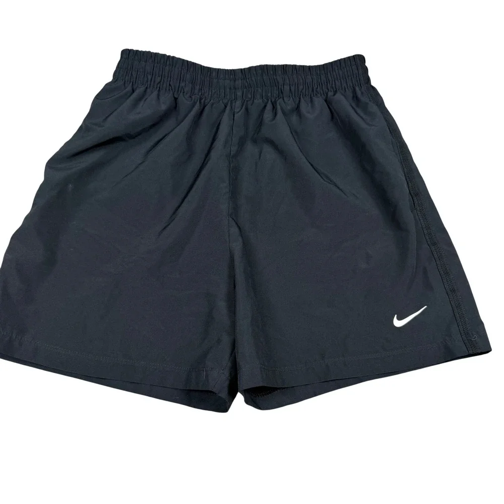 Nike Kids Dri-FIT Black Athletic Shorts Size Large L Swoosh Logo Activewear